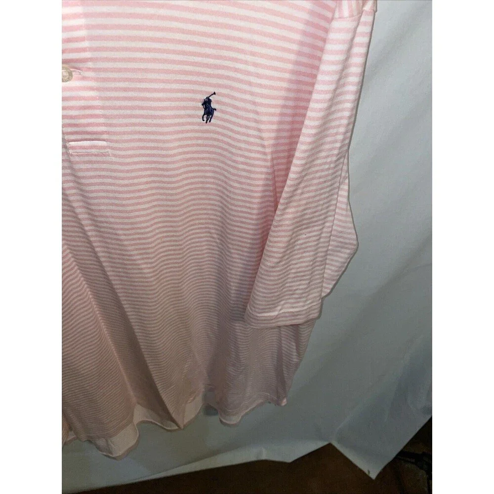 Polo Ralph Lauren Men’s Golf Shirt Size 2XL Pink Striped Athleisure Tennis